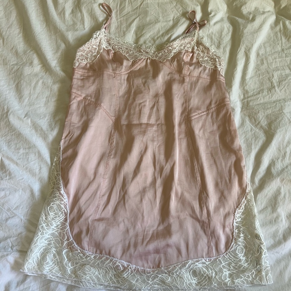 Free People Pink Lace Slip Dress